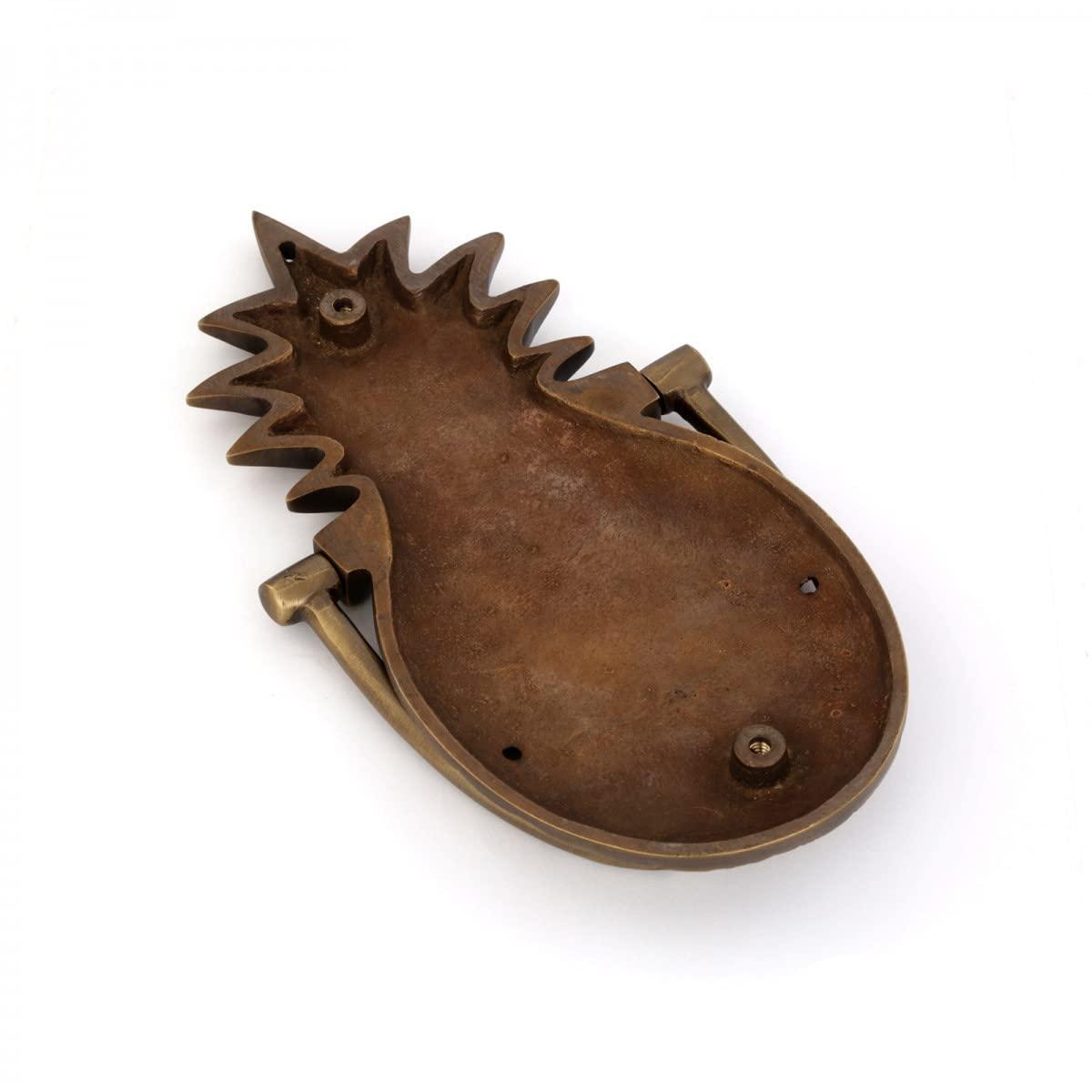 Renovators Supply Manufacturing Door Knockers for Front Door 8 in. Antique Brass Pineapple Shaped Door Knocker with Mounting Hardware