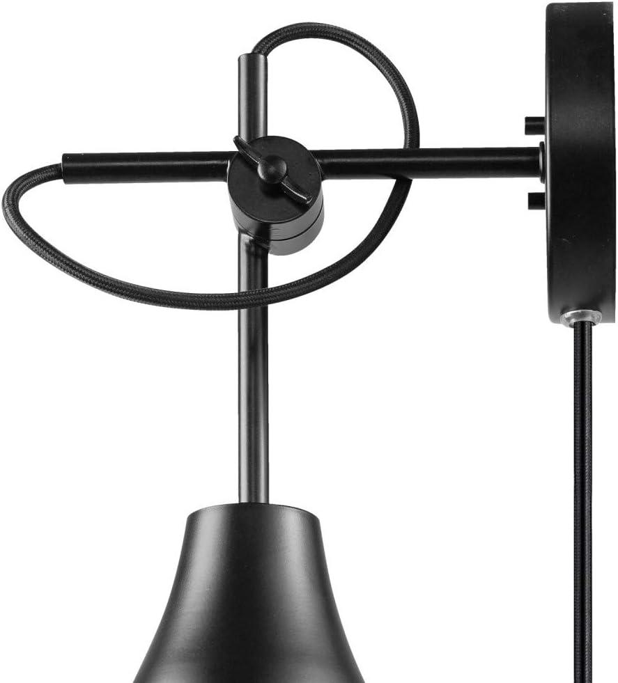 1-Light Plug-in or Hardwire Balance Arm Wall Sconce, Dark Bronze, 6ft Black Fabric Covered Cord, Inline On/Off Rocker Switch, Bulb Not Included