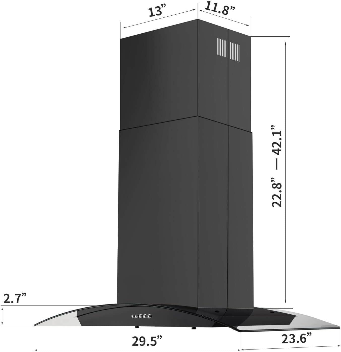 JOEAONZ 30" Stainless Steel 700 CFM Convertible Island Range Hood with Mesh Filter