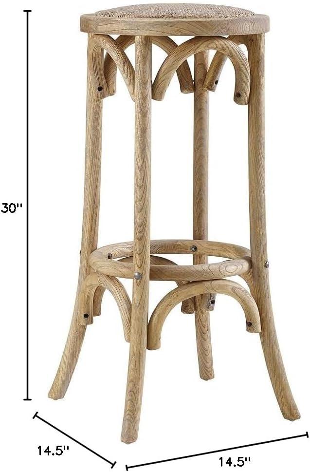 Dovecove Fredericksburg Round Rattan Seat Counter Stool with Solid Wood Frame