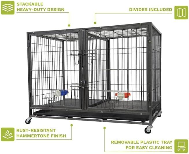 Go Pet Club Metal Collapsible Pet Crate with 3 Doors