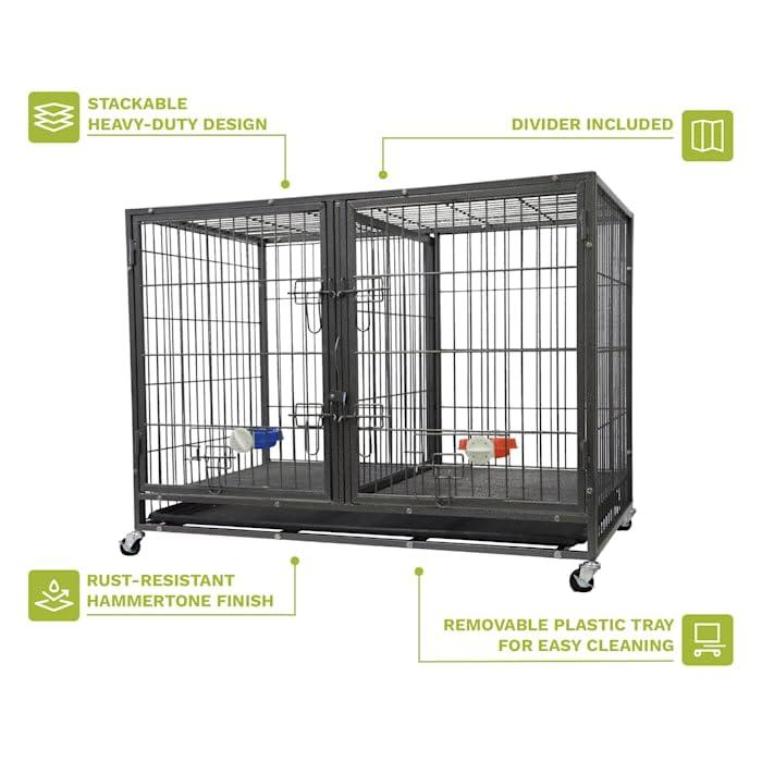 Go Pet Club Metal Collapsible Pet Crate with 3 Doors