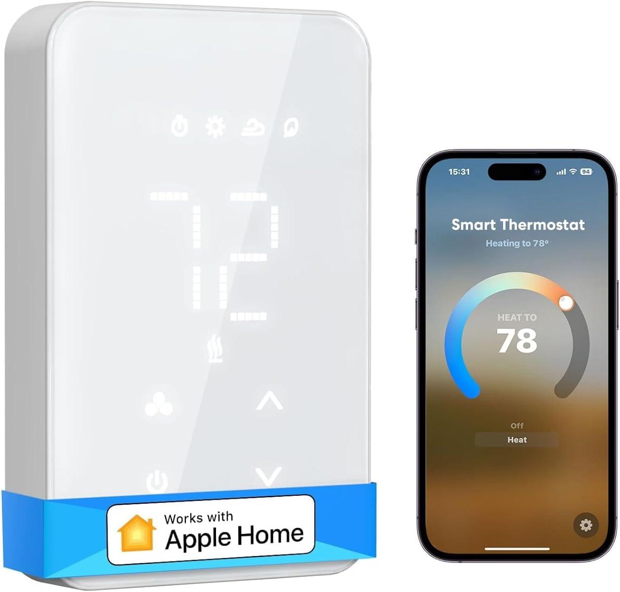 White Digital Programmable Smart Thermostat with Voice Control