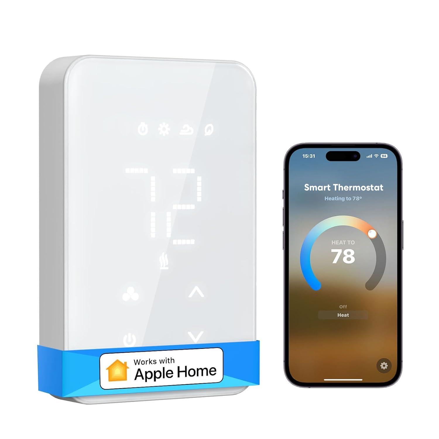 White Digital Programmable Smart Thermostat with Voice Control