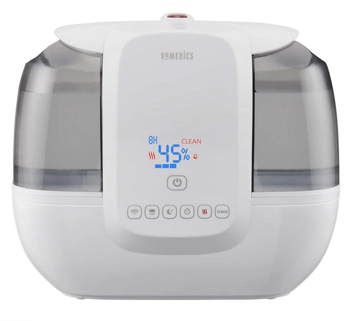 HoMedics TotalComfort Ultrasonic Humidifier with UV-C Technology, White