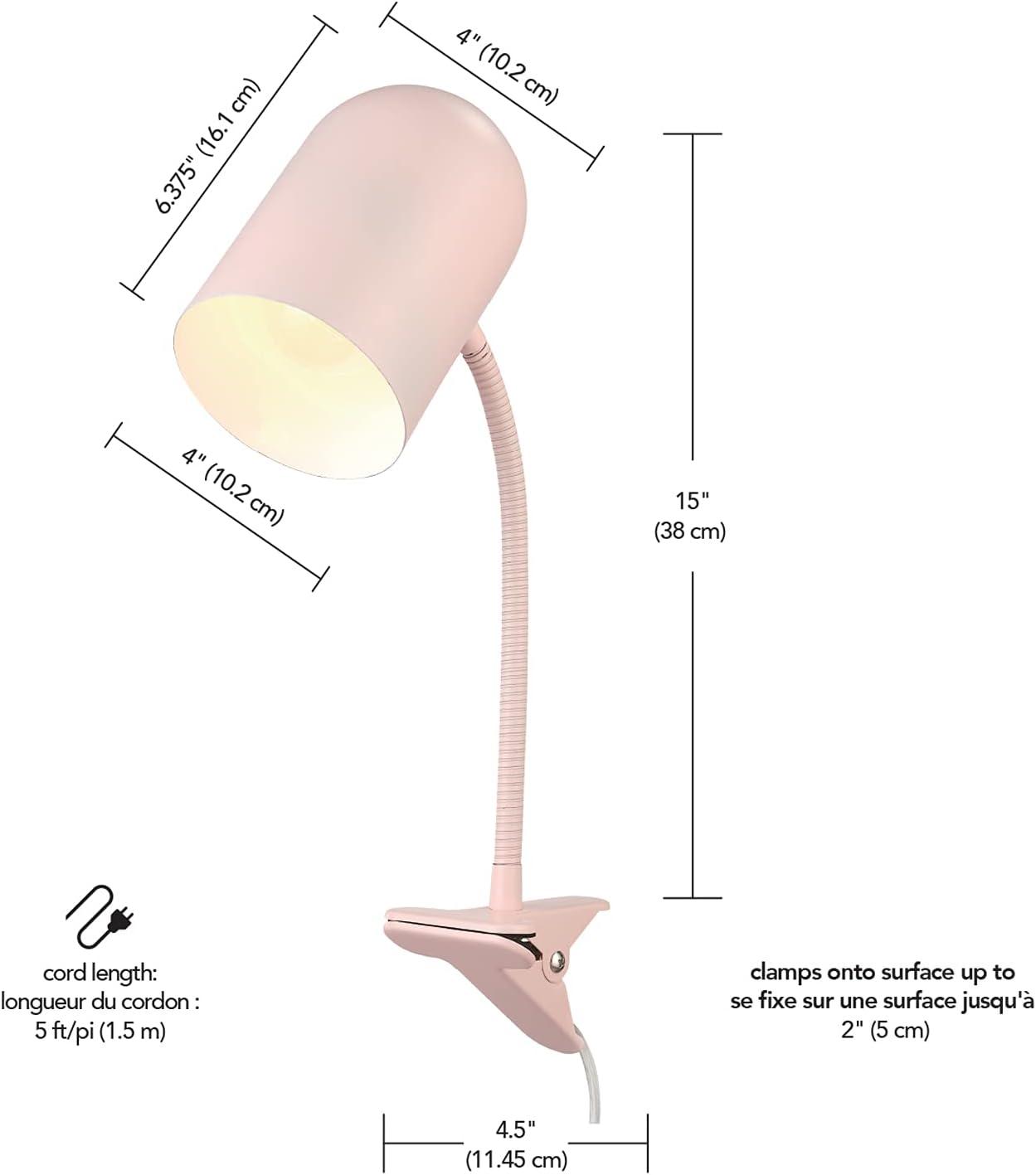Globe Electric Carter 15" Matte Black Clip-Arm Desk Lamp with Adjustable Gooseneck Arm, 52301