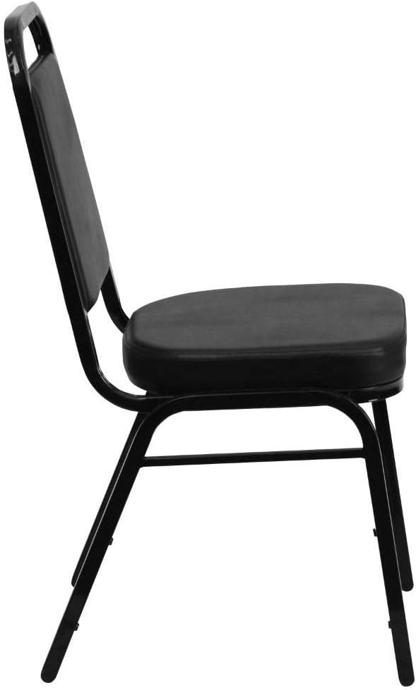 Elegant Black Vinyl Banquet Chair with Powder-Coated Steel Frame