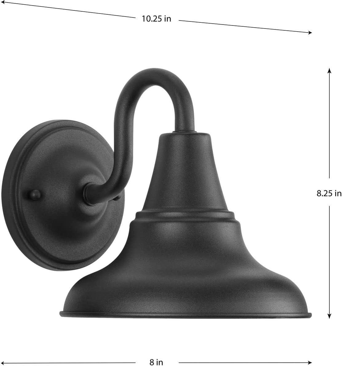 Progress Lighting District 1-Light Outdoor Wall Lantern, Aluminum, Textured Black, Metal Shade