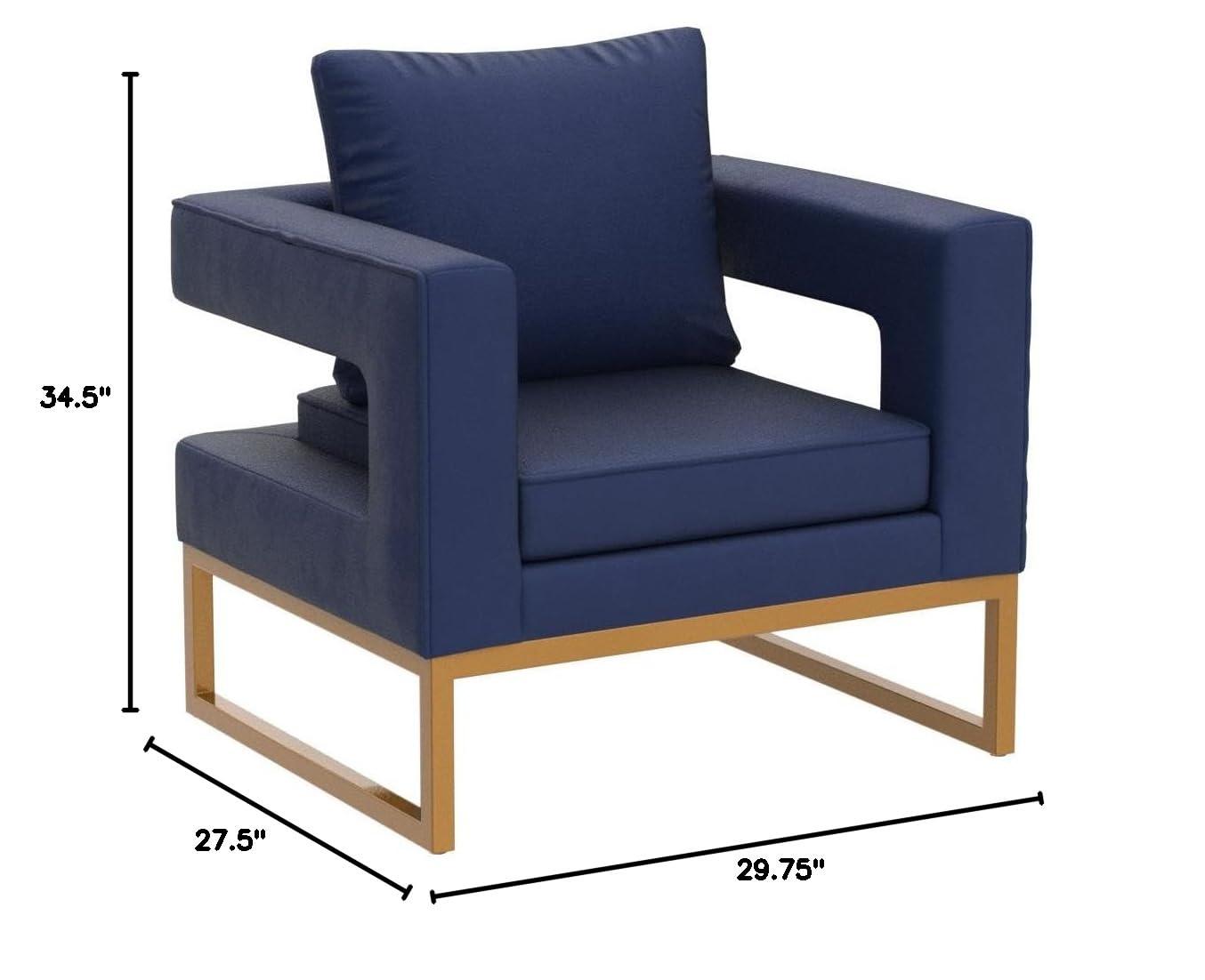 Roundhill Furniture Lenola Upholstered Accent Arm Chair, Blue 29.75D x 27.5W x 34.5H Inch