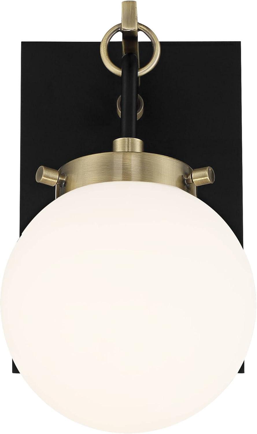 Possini Euro Design Olean Modern Wall Light Sconce Black Brass Hardwire 6" Fixture Frosted Glass Globe Shade for Bedroom Bathroom Vanity Reading House