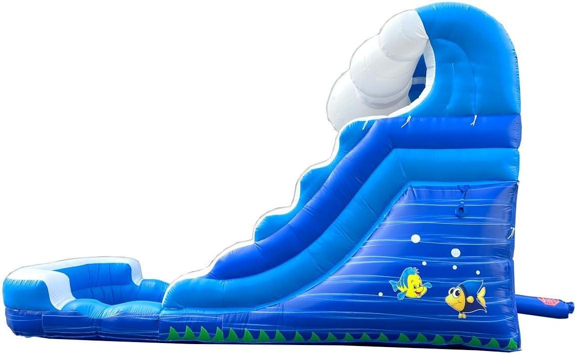 Pogo Bounce House Crossover Kids Inflatable Water Slide, Blue Wave with Blower, 12 ft