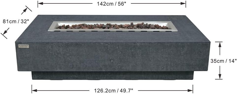 Gray Gas Free-Standing Fire Pit Table with Lava Rocks