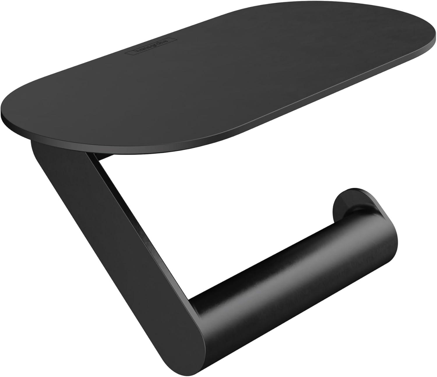 Matte Black Wall-Mounted Toilet Paper Holder with Shelf