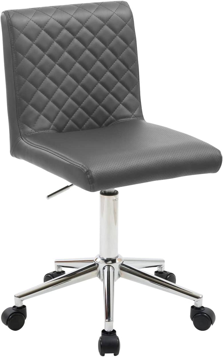 Gray Quilted Faux Leather Swivel Office Chair