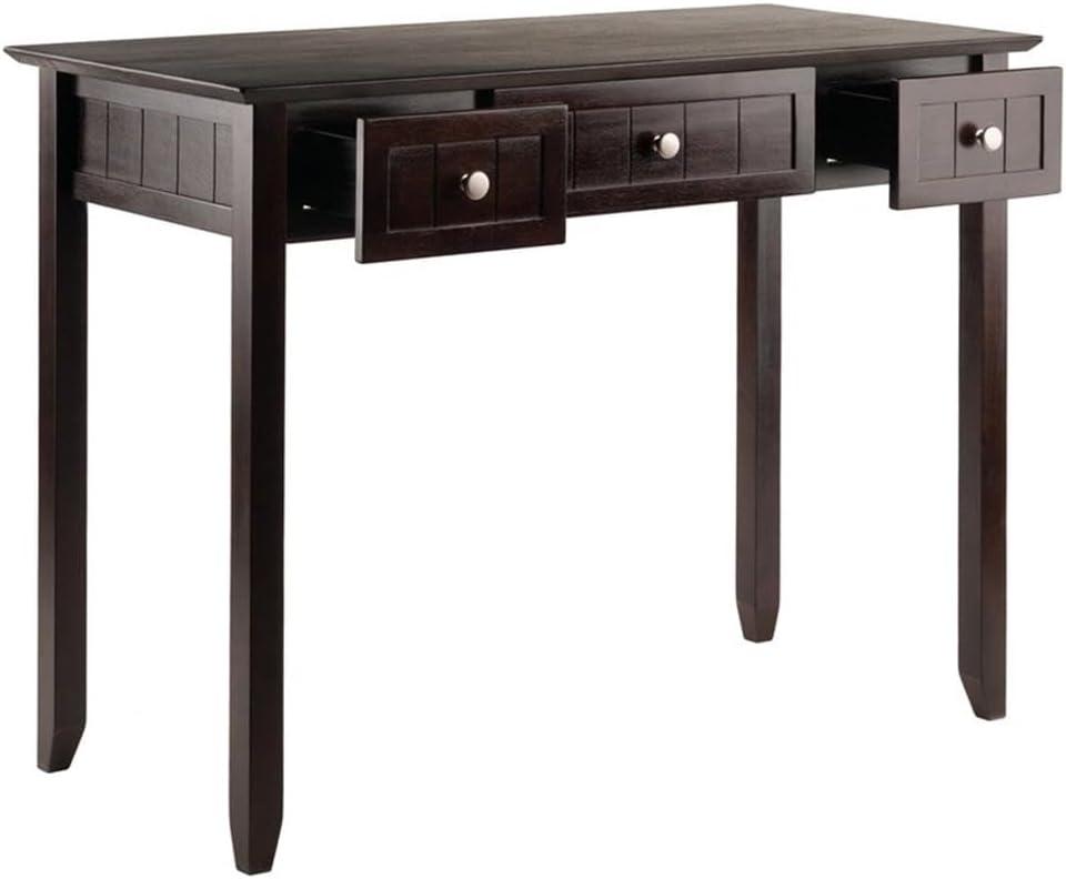 Burke Writing Desk Coffee Finish - Winsome: Mid-Century Modern, Wood Frame, No Storage