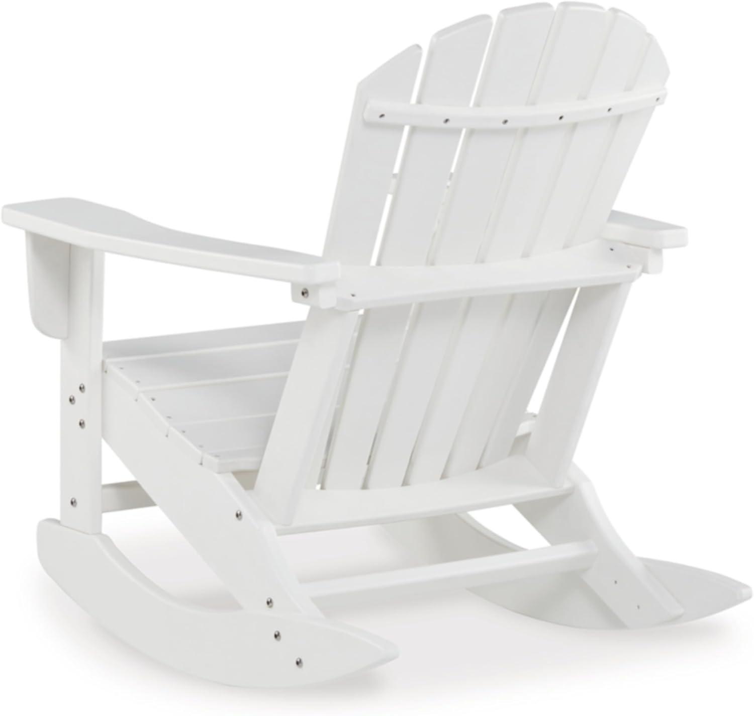 Signature Design by Ashley Sundown Treasure Outdoor Patio HDPE Weather Resistant Adirondack Rocking Chair, White