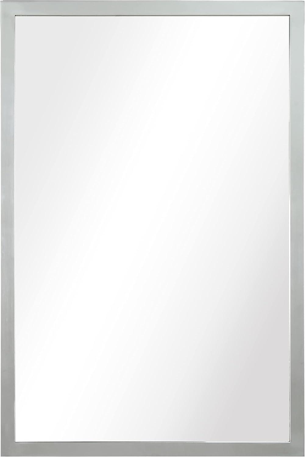 Empire Art Direct Contempo Polished SIlver Stainless Steel Frame Rectangle Wall Mirror, 20" x 30" x 1", Ready to Hang