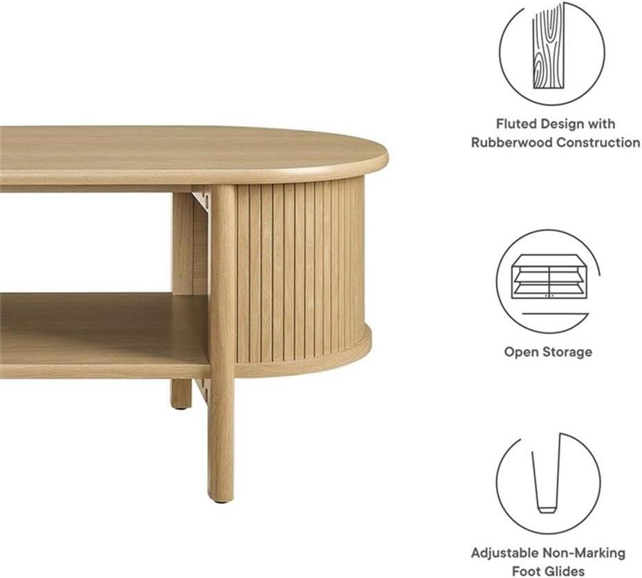 Cadence Oval Oak Coffee Table with Open Storage