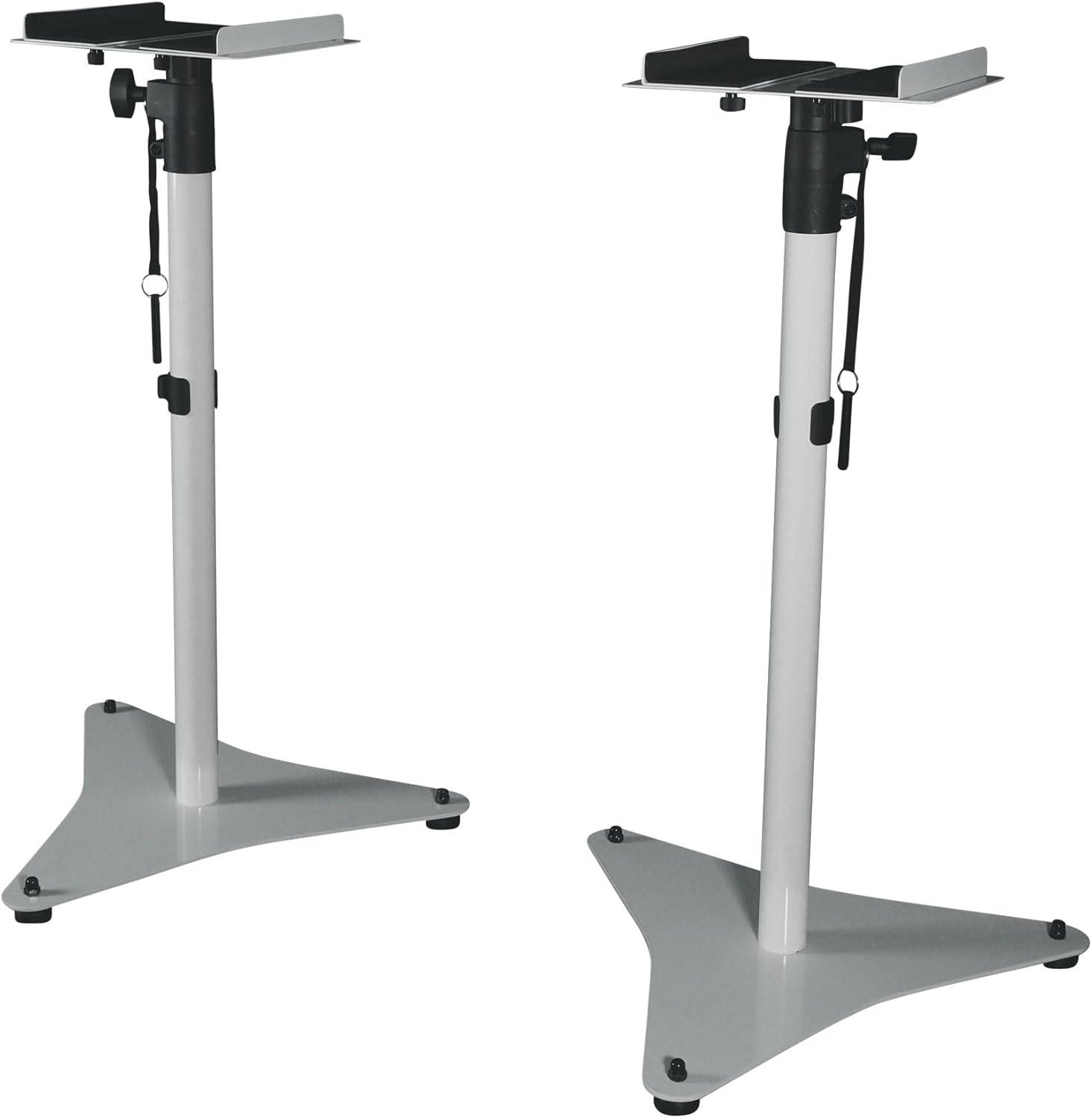 Pair Rockville RVSM5 White Adjustable Studio Monitor Bookshelf Speaker Stands