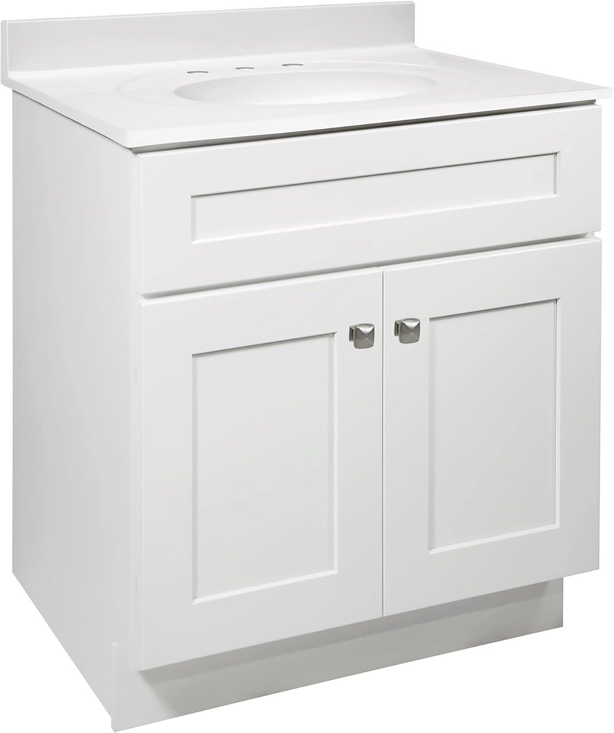 Brookings Modern White Maple 30" Bathroom Vanity Cabinet