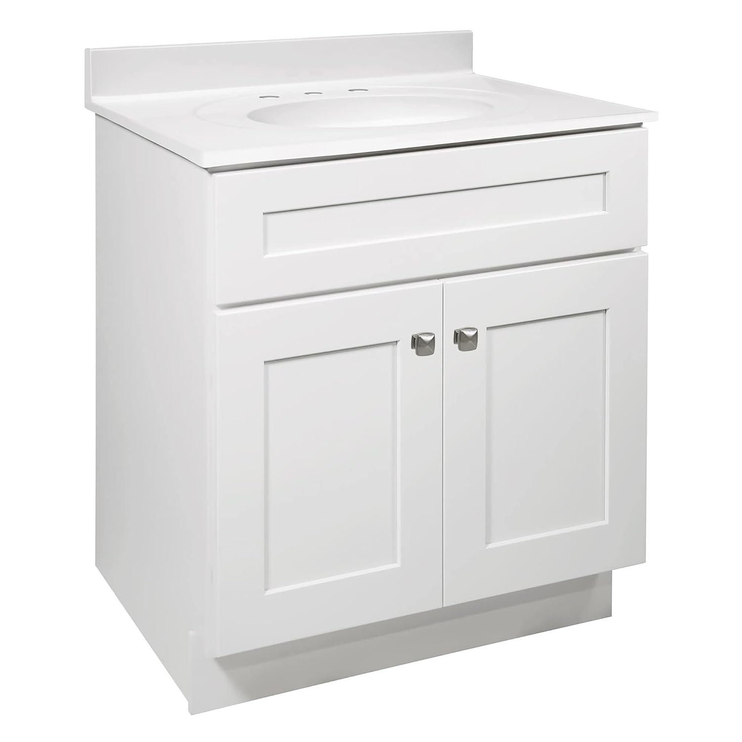 Design House Brookings 30 Inch Bathroom Vanity, Ready to Assemble, Solid Wood, Sherwin Williams – Design House, 587089