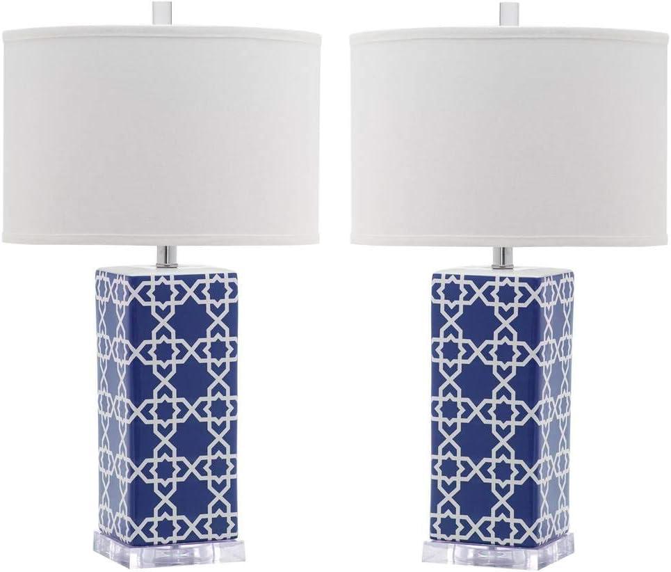 Quatrefoil Table Lamp (Set of 2) - Navy - Safavieh.