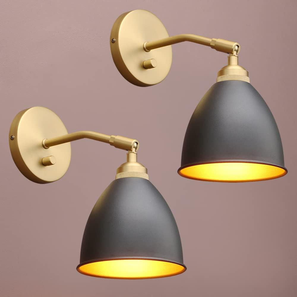 Black and Gold Metal Dimmable Wall Sconce Set