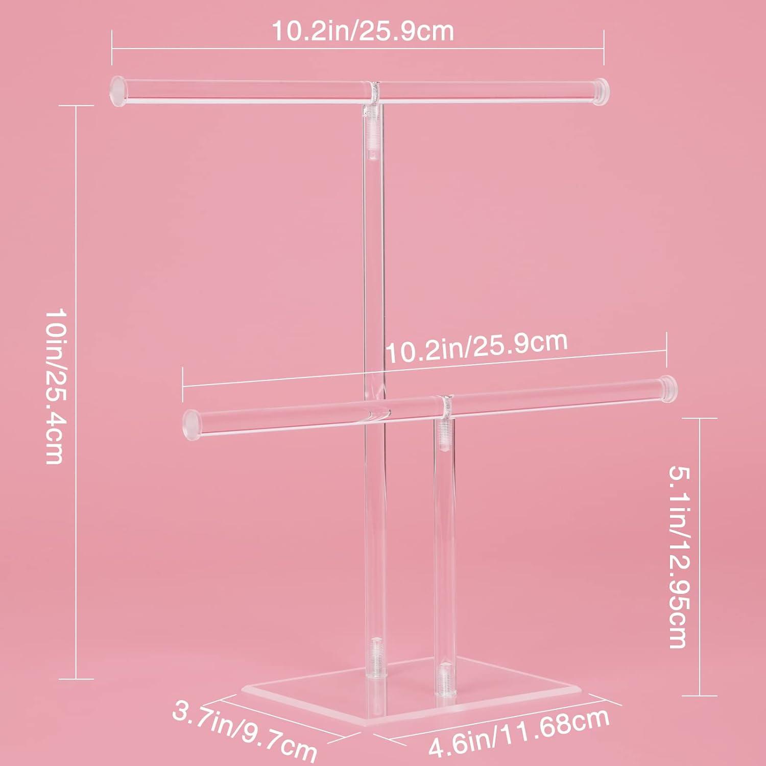 Premium Jewelry Stand , Solid Clear 2-Tier Acrylic Jewelry Organizer Stand & Bracelet holder Stand for Necklace Display, Ring & Watch Display