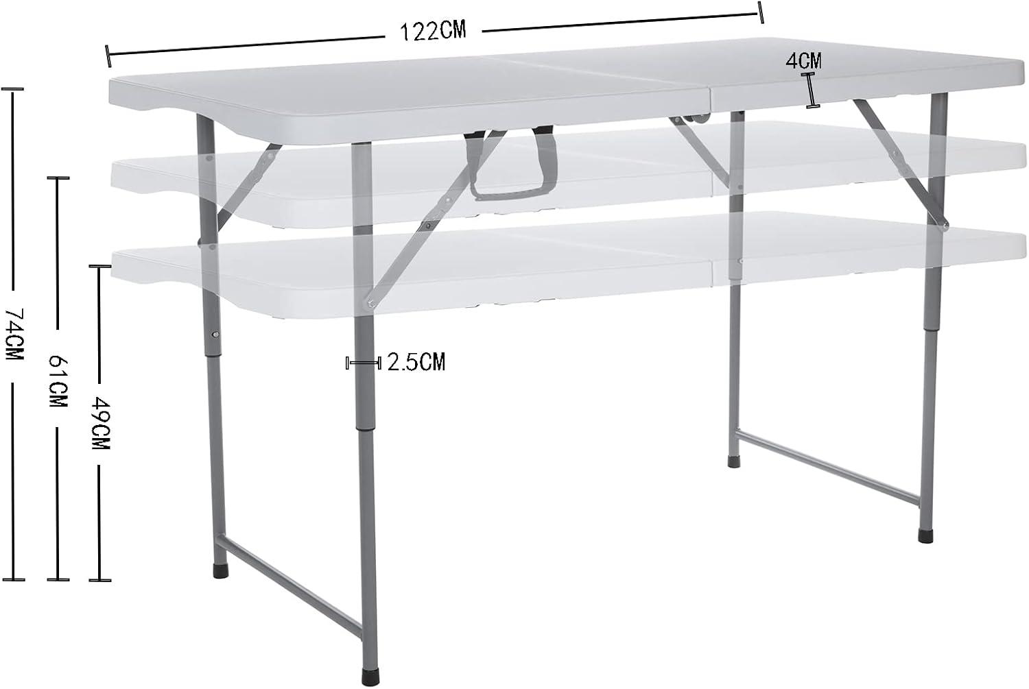 White Granite Adjustable Height Portable Folding Table