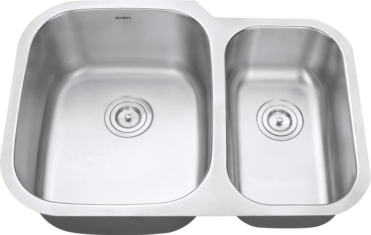 Ruvati 29-inch Undermount 60/40 Double Bowl 16 Gauge Stainless Steel Kitchen Sink