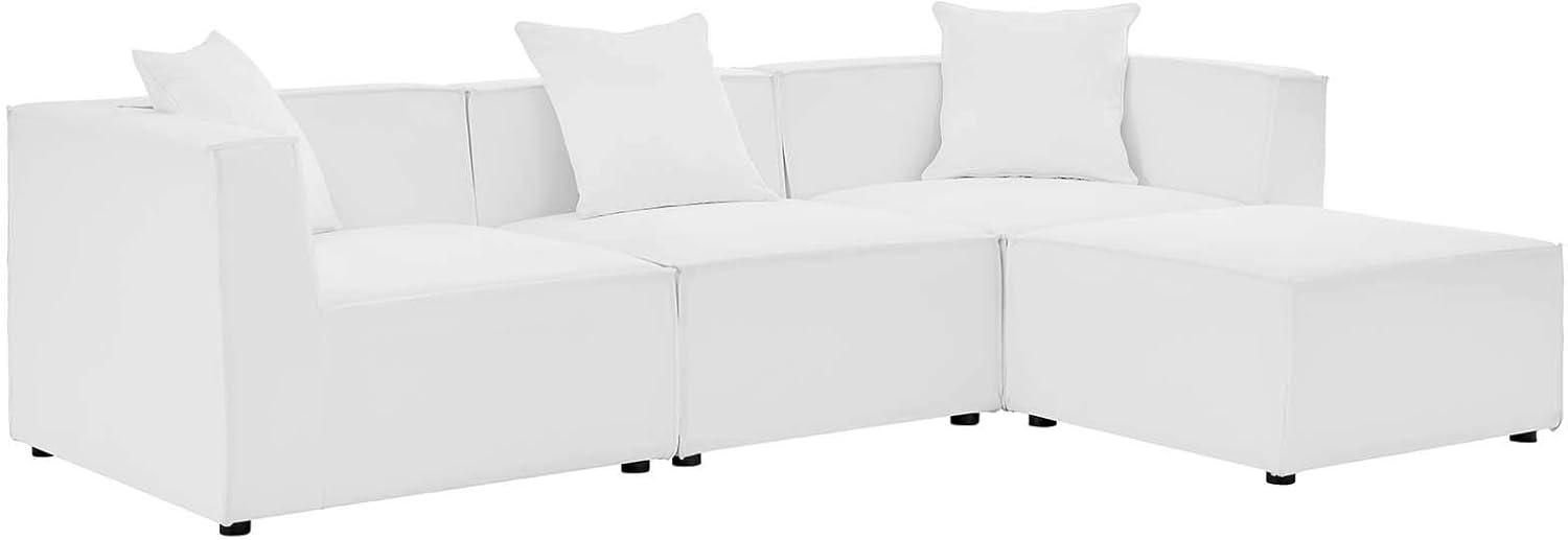 Modway Saybrook 4-Piece Fabric Upholstered Outdoor Patio Sectional Sofa in White