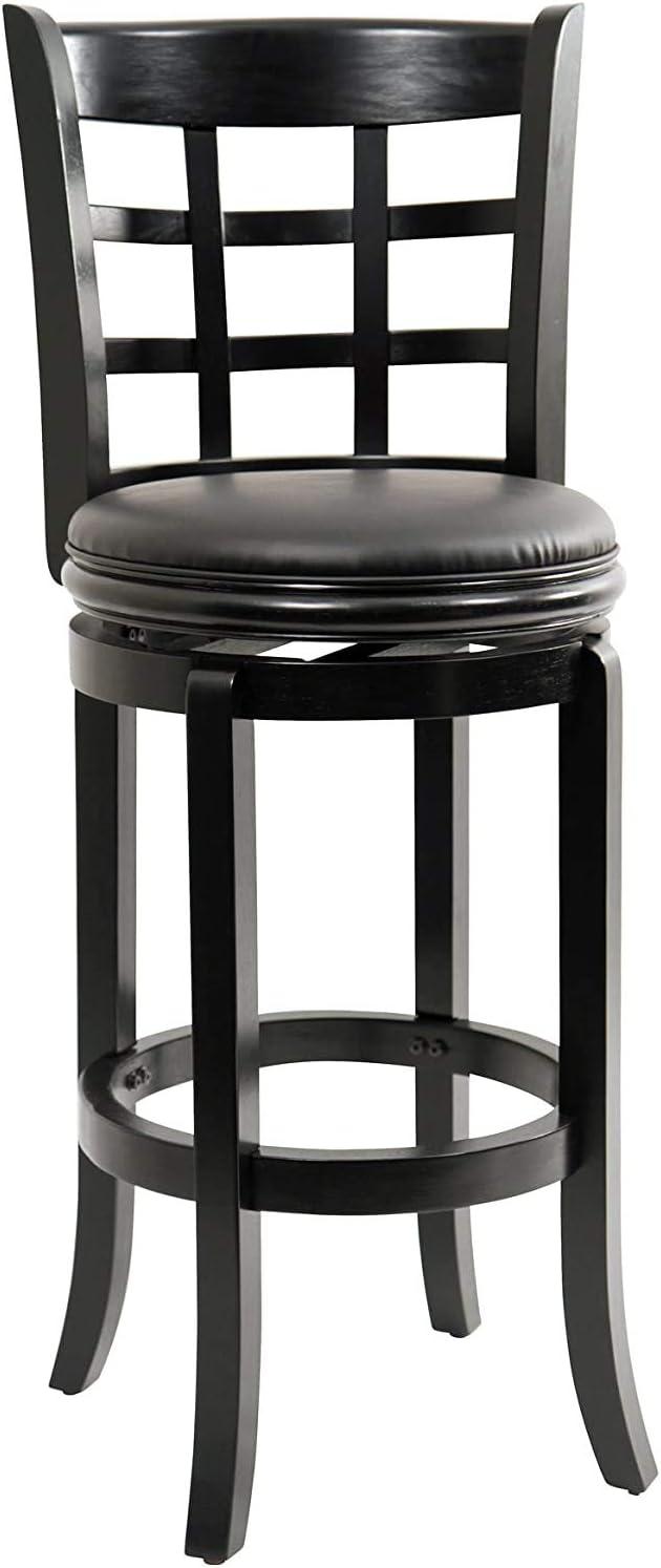 Kyoto 29" Black Swivel Barstool with Leather Seat