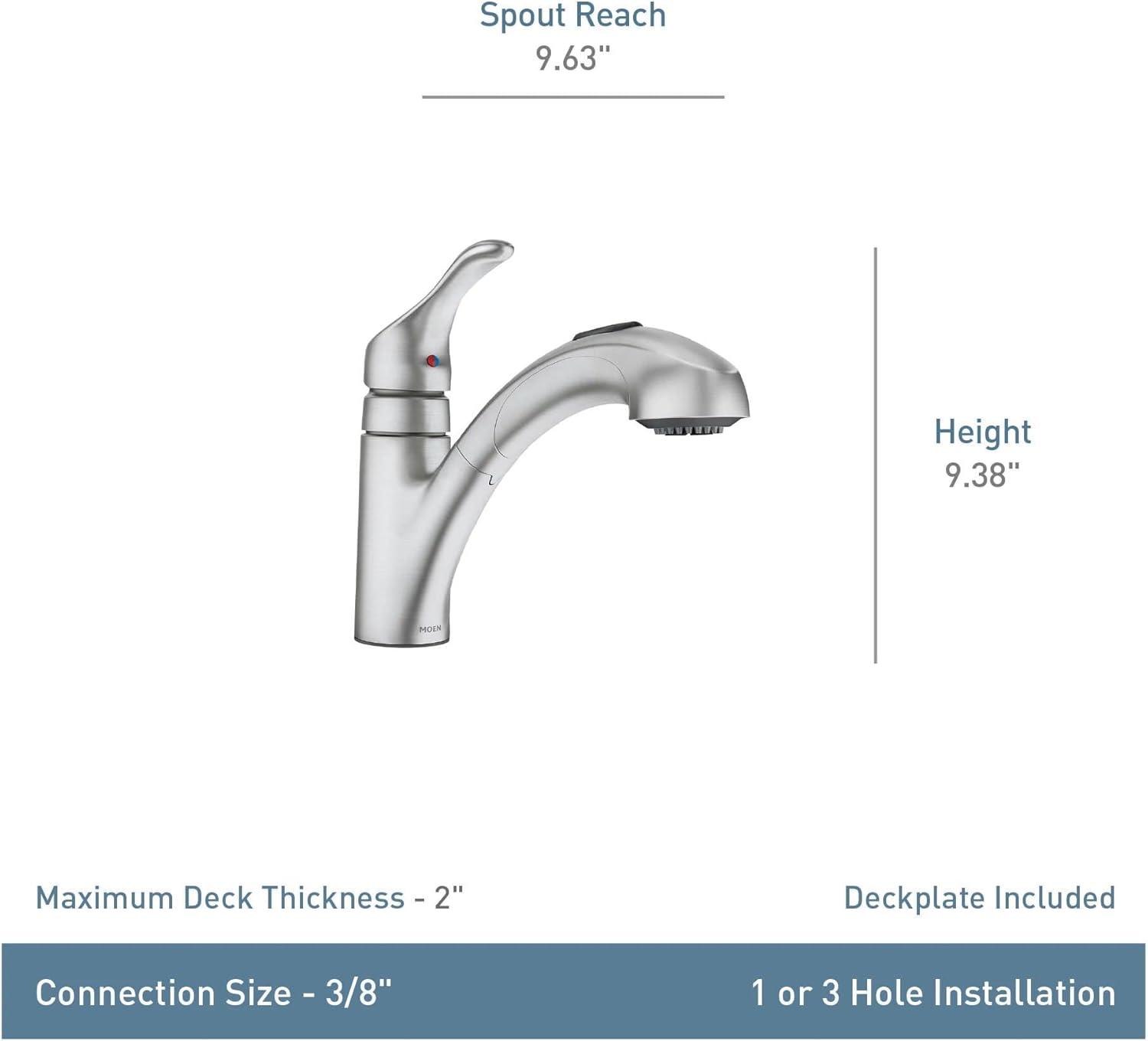 MOEN Renzo Spot Resist Stainless 9 in. H Pull Out Sprayer Kitchen Faucet with 360° Spout Swivel and PowerClean