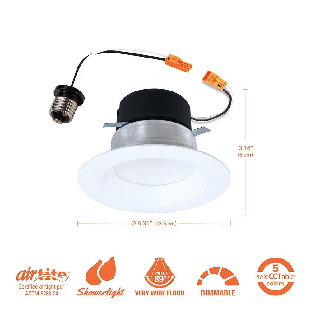 HALO LT 4 in. LED Recessed Light Retrofit with Baffle Trim, Selectable 5CCT, IC Rated, Dimmable, White, 6-Pack