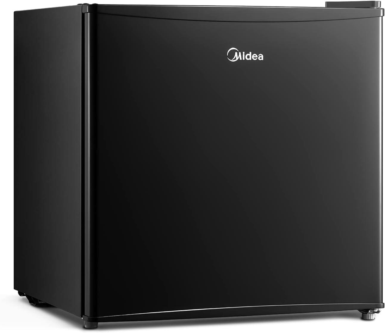 Midea 1.6 Cubic Ft, Compact Refrigerator with Reversible Door and Recessed Handle, Black