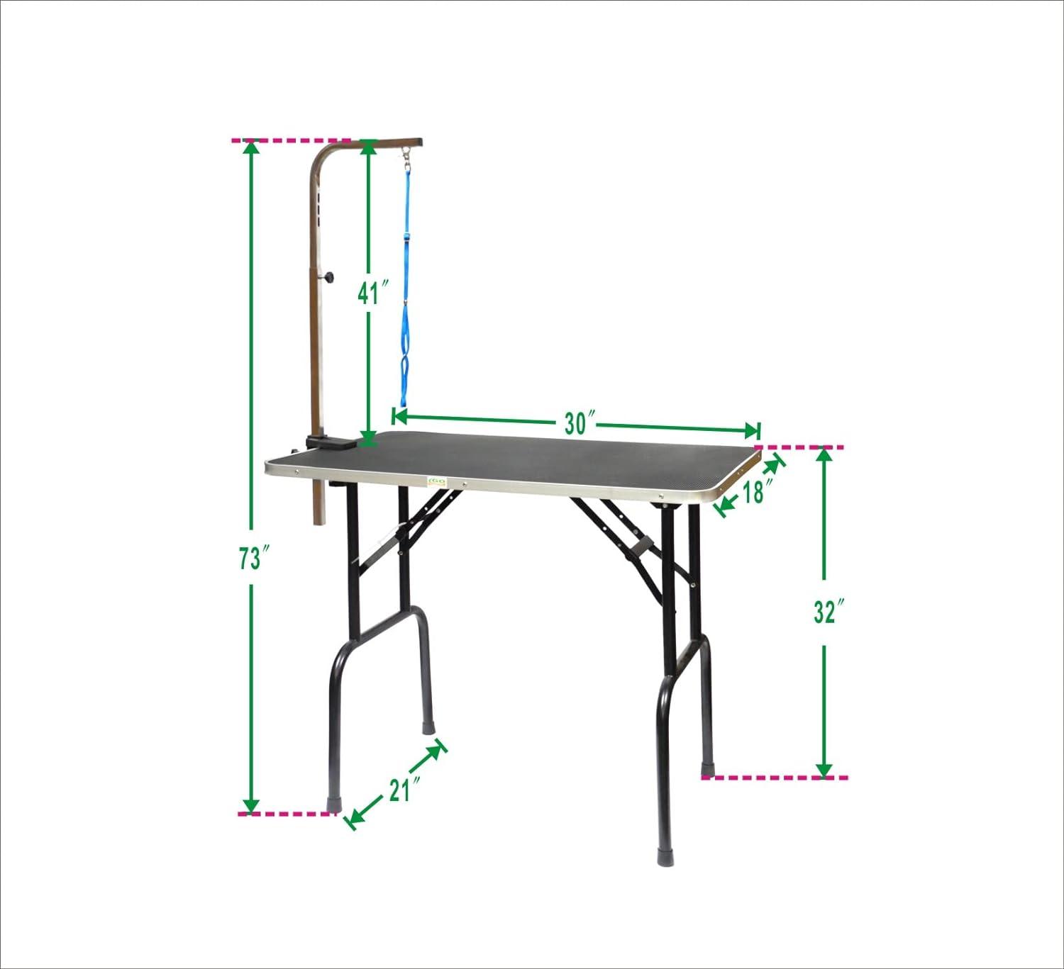 Black Foldable Pet Grooming Table with Adjustable Arm