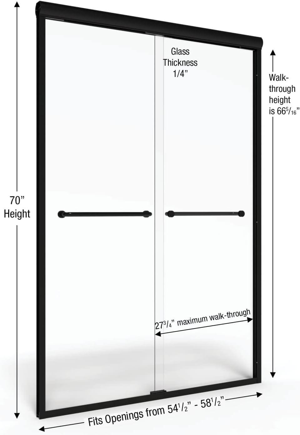 Infinity 55" W x 70" H Bypass Semi-Frameless Shower Door