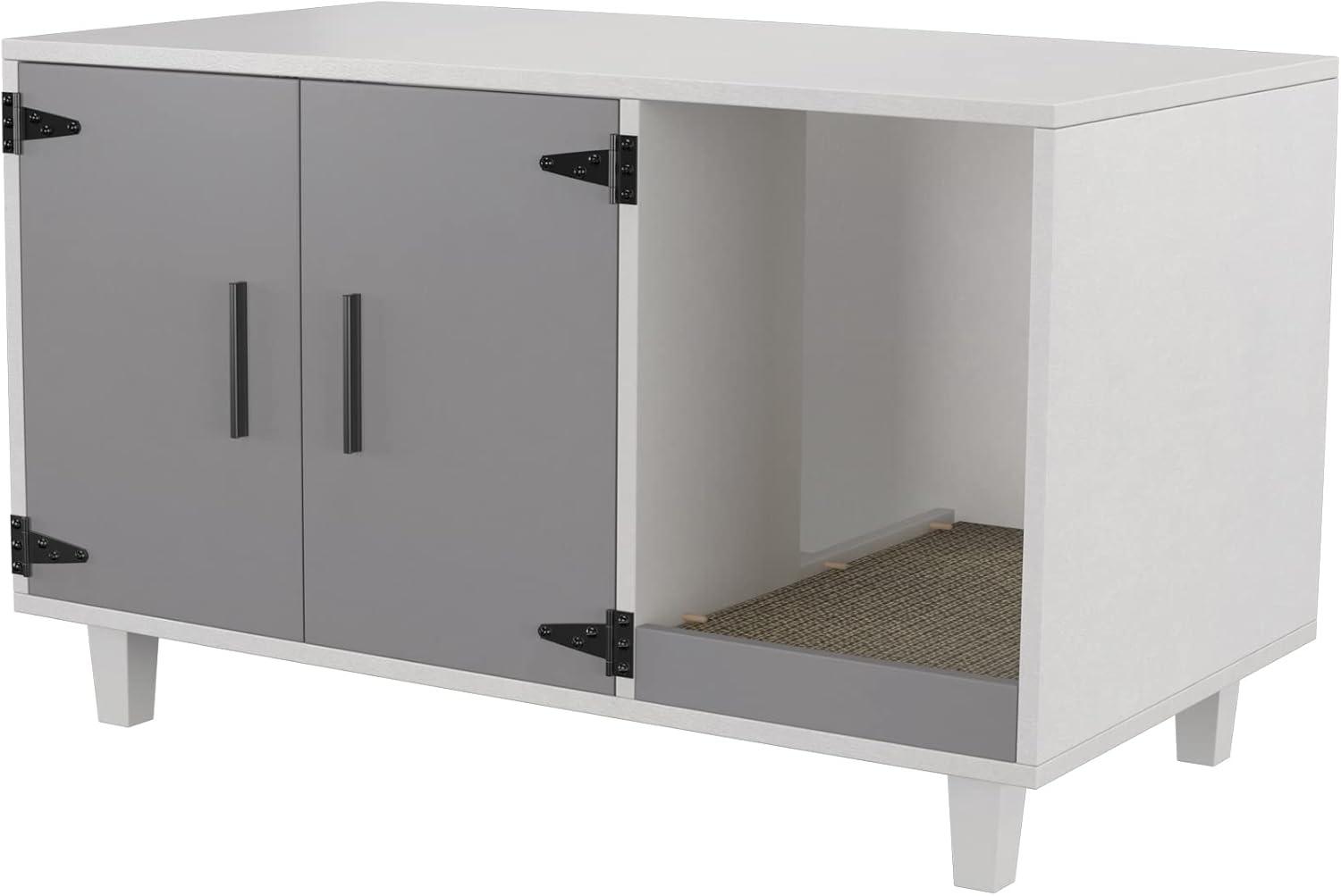 GDLF Pet Crate Cat Washroom Hidden Litter Box Enclosure  as Table Nightstand with Scratch Pad,Stackable