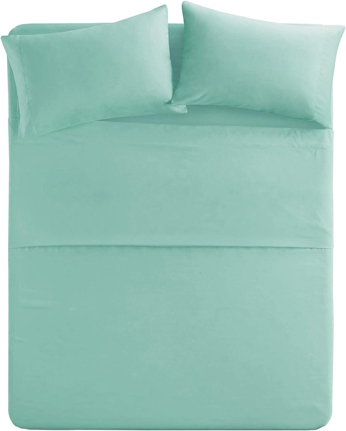 Comfort Spaces Solid 100% Polyester Microfiber Solid Sheet Set, Full, Aqua
