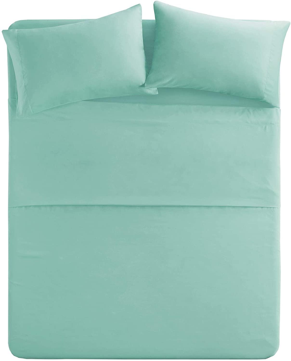 Comfort Spaces Solid 100% Polyester Microfiber Solid Sheet Set, Full, Aqua