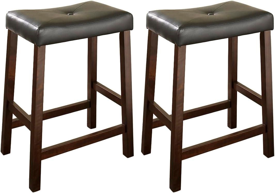 Set of 2 24" Upholstered Saddle Seat Counter Height Barstools  - Crosley