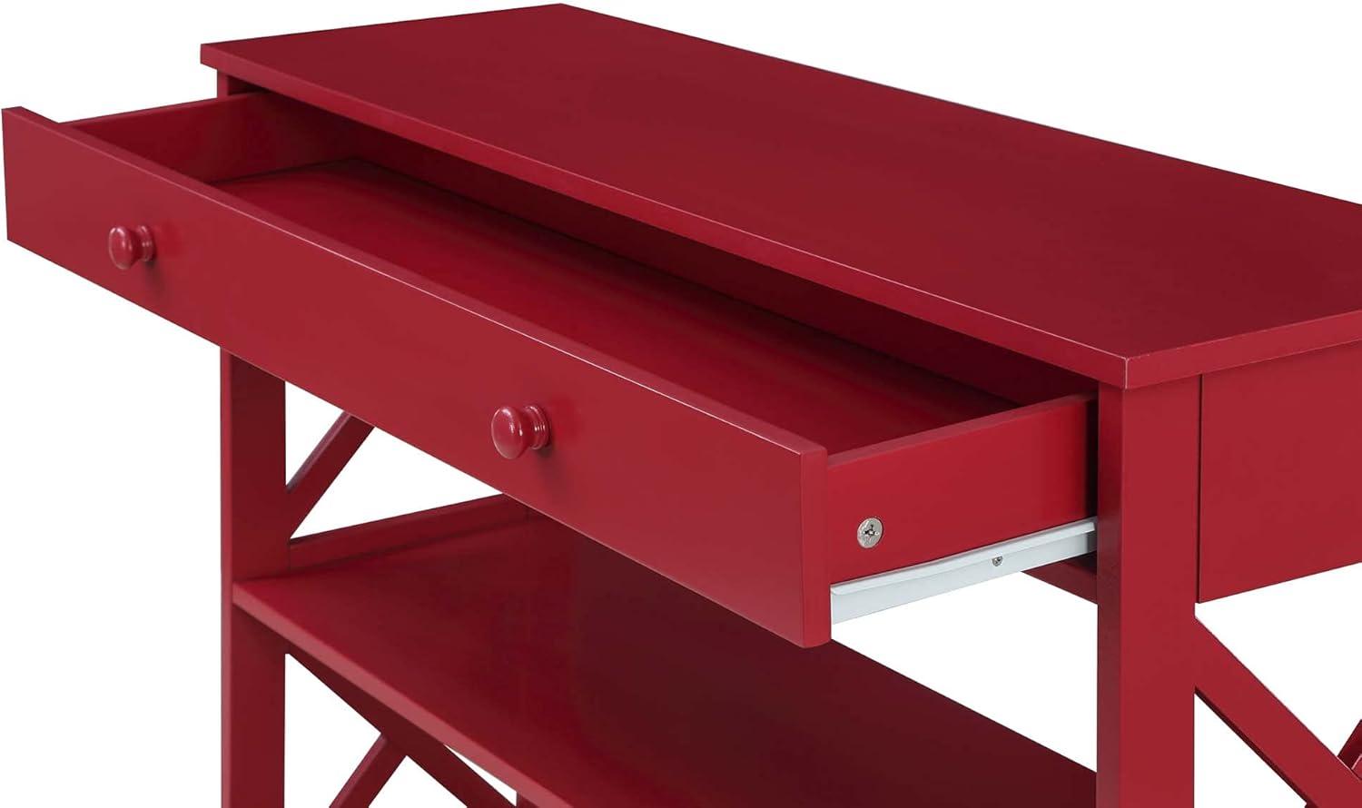 Oxford 1 Drawer Console Table with Shelves, Cranberry Red