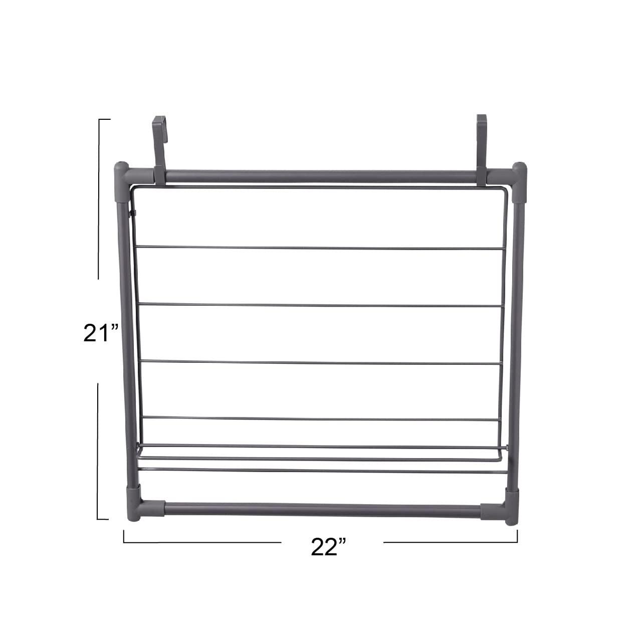 Household Essentials Metal Expandable Over the Door Drying Rack, Grey