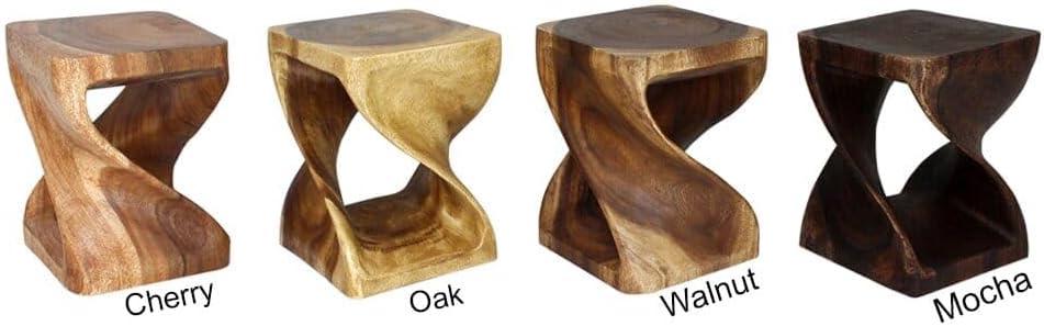 Haussmann® Wood Twist End Table 15 x 15 x 20 inch High Walnut Oil