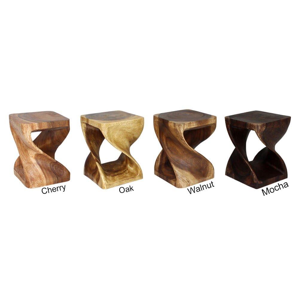 Haussmann® Wood Twist End Table 15 x 15 x 20 inch High Walnut Oil