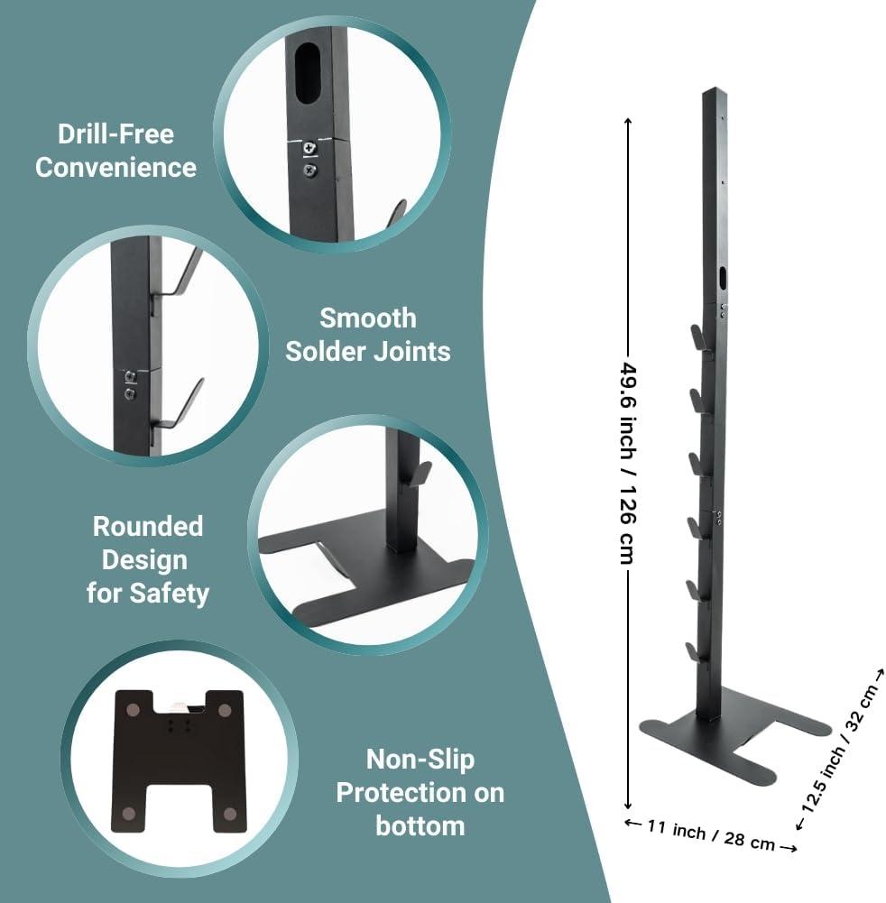 EZ SPARES Storage Stand Docking Station Holder,Compatible with Dyson V15 V11 V10 V8 V7 V6 Cordless Vacuum Cleaners Accessories,Stable Metal Bracket Organizer Rack(Black,6 Hooks)