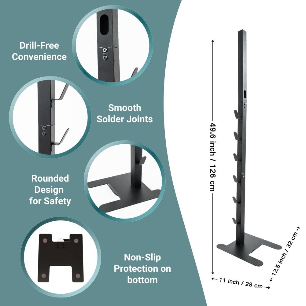 EZ SPARES Storage Stand Docking Station Holder,Compatible with Dyson V15 V11 V10 V8 V7 V6 Cordless Vacuum Cleaners Accessories,Stable Metal Bracket Organizer Rack(Black,6 Hooks)
