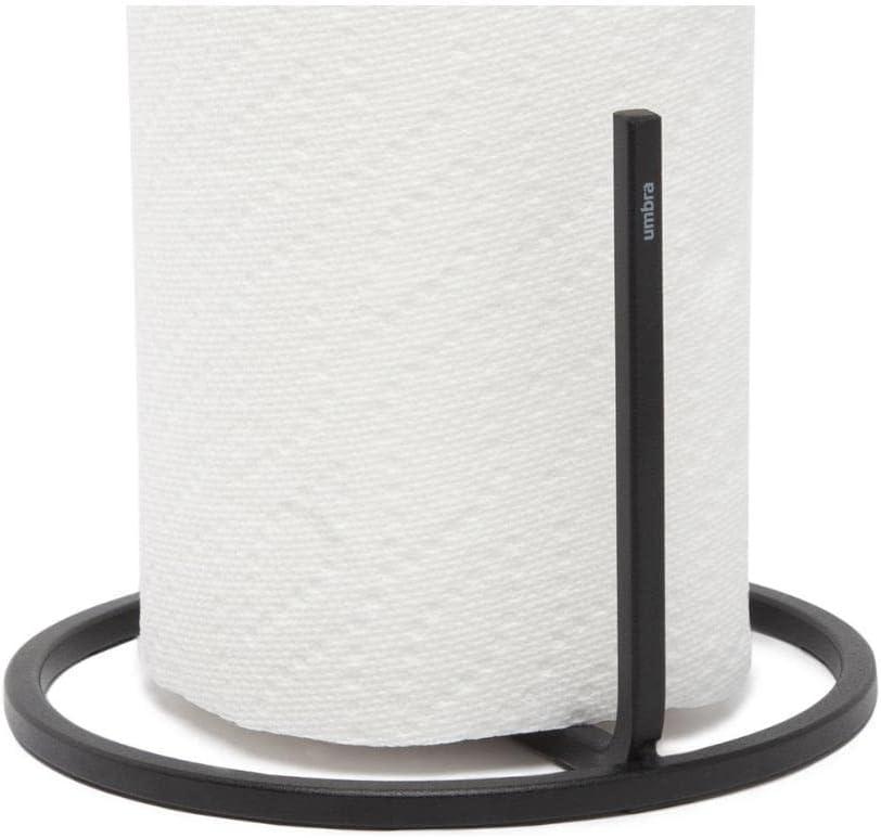 Umbra Squire Paper Towel Holder for Kitchen, Bent Metal Wire Looks Like Cast Iron, Black