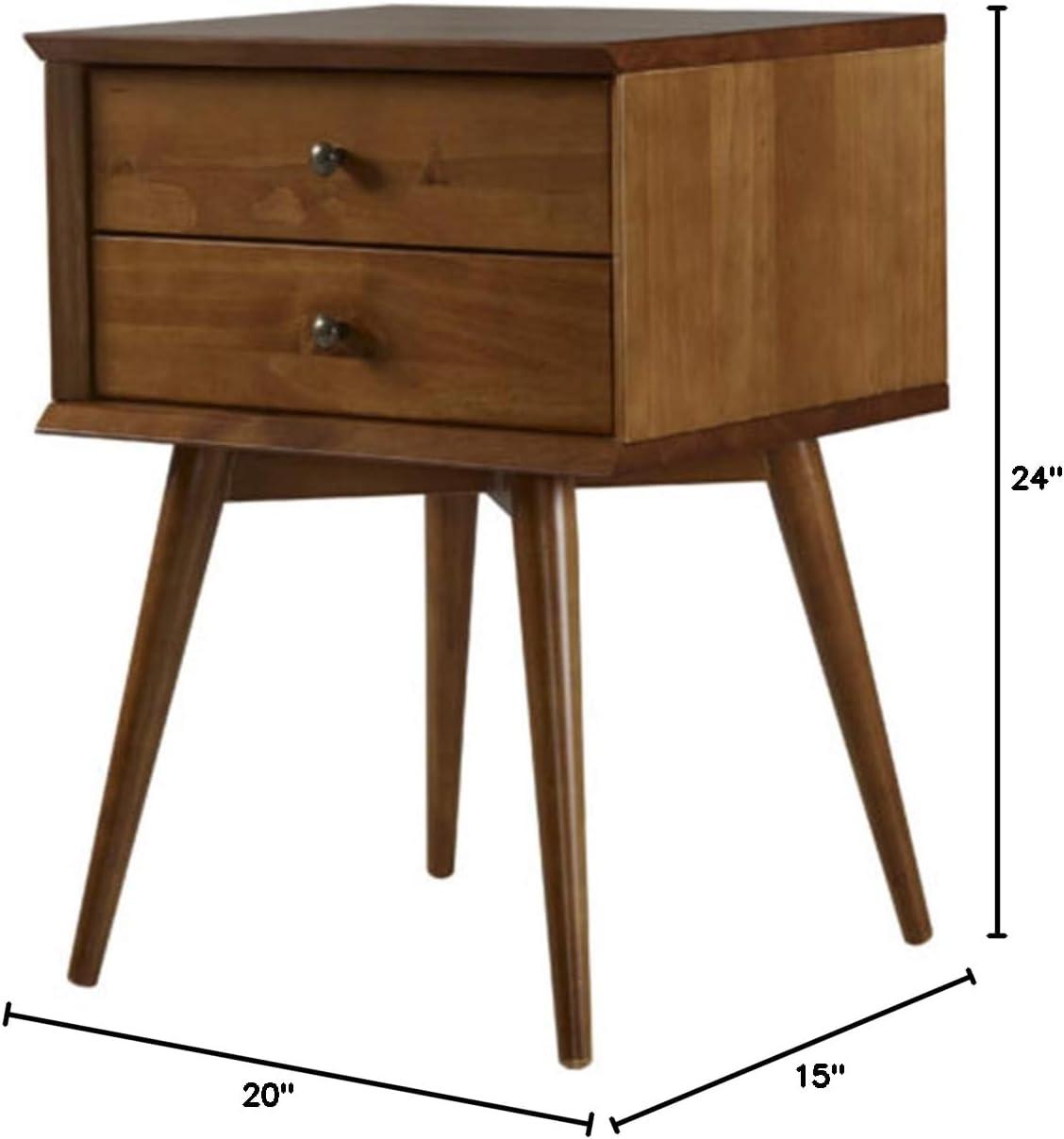 Camaflexi Mid Century Nightstand 2-Drawer Night Stand Cabinet, Castanho