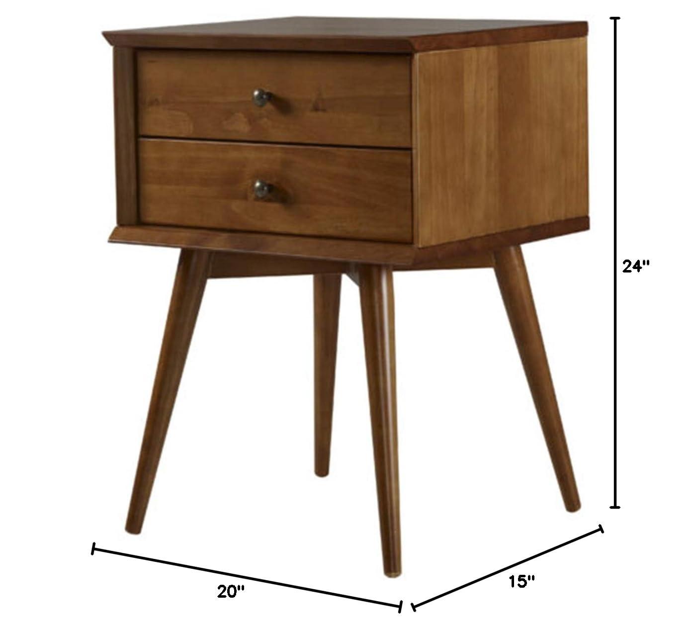 Camaflexi Mid-Century 2-Drawer Nightstand Cabinet, Castanho Finish, For Adults
